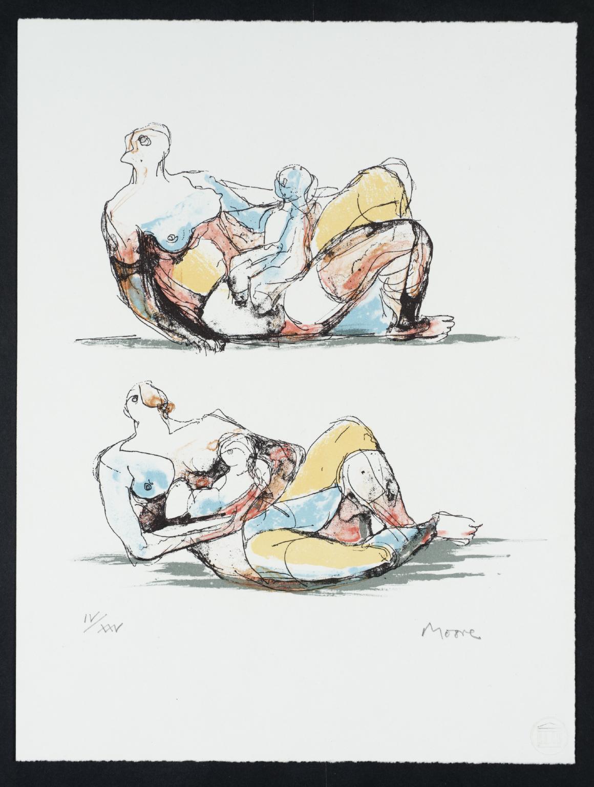 Two Reclining Mother and Child Studies