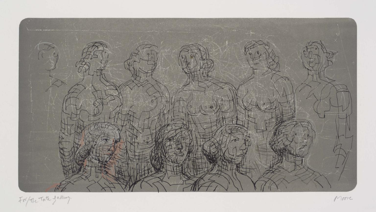 Female Figures with Grey Background