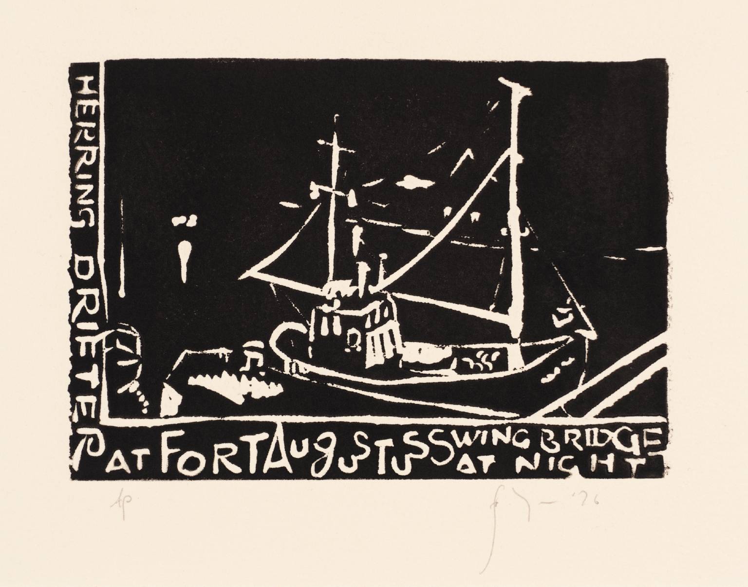 Herring Drifter at Fort Augustus Swing Bridge at Night