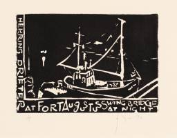 Herring Drifter at Fort Augustus Swing Bridge at Night