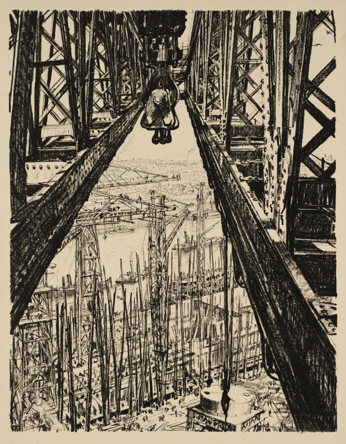 Building Ships: A Shipyard Seen from a Big Crane