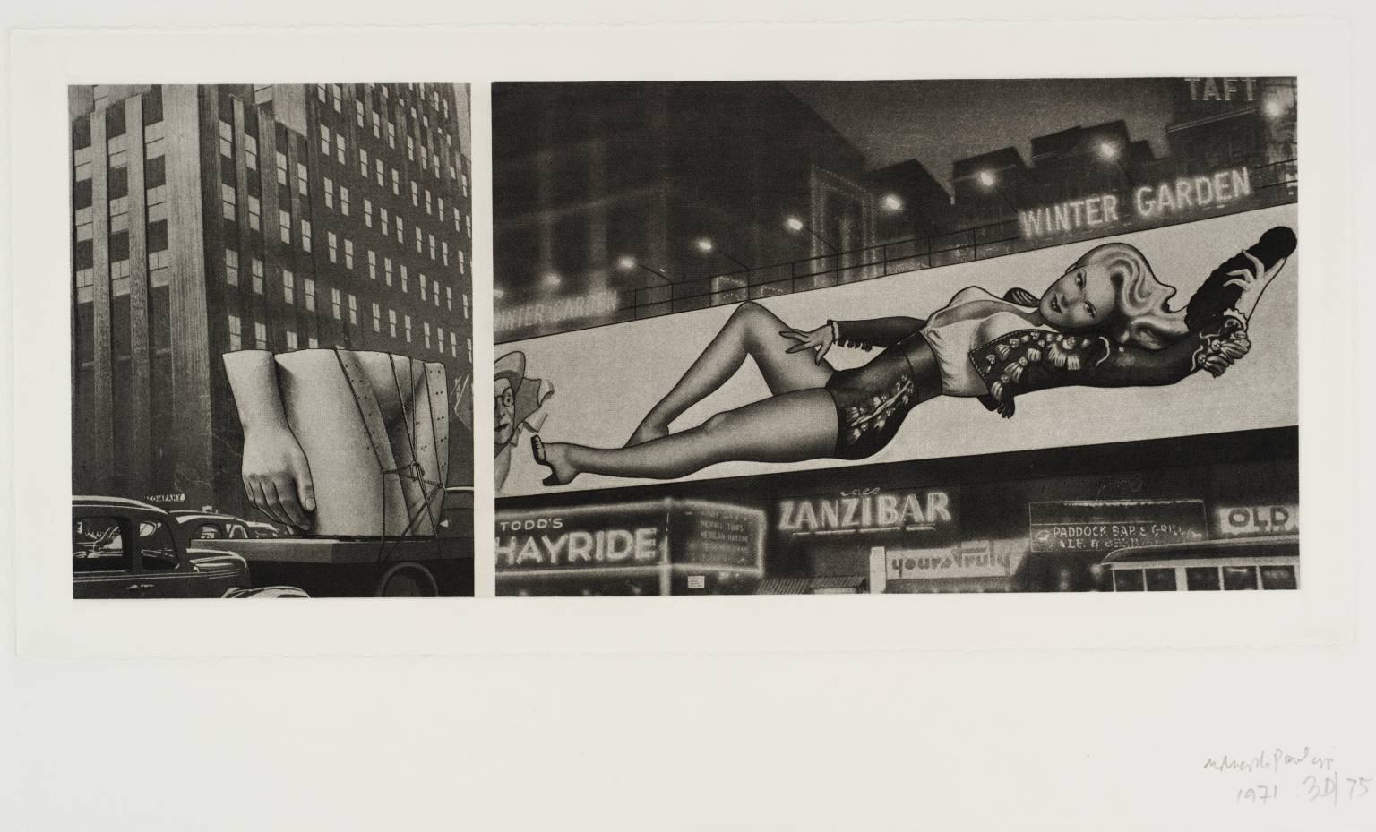 E. Left: Pubic Torso on Lorry in Manhattan Street for ‘Bonds Clothes for Men’. Right: Varga - Billboard - Girl