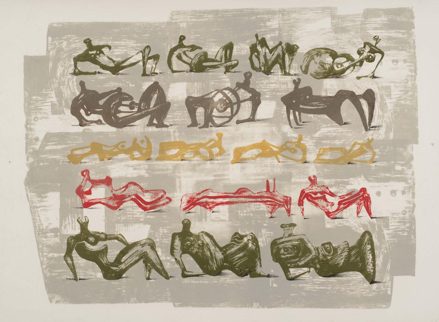 Seventeen Reclining Figures with Architectural Background