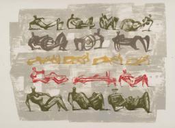 Seventeen Reclining Figures with Architectural Background