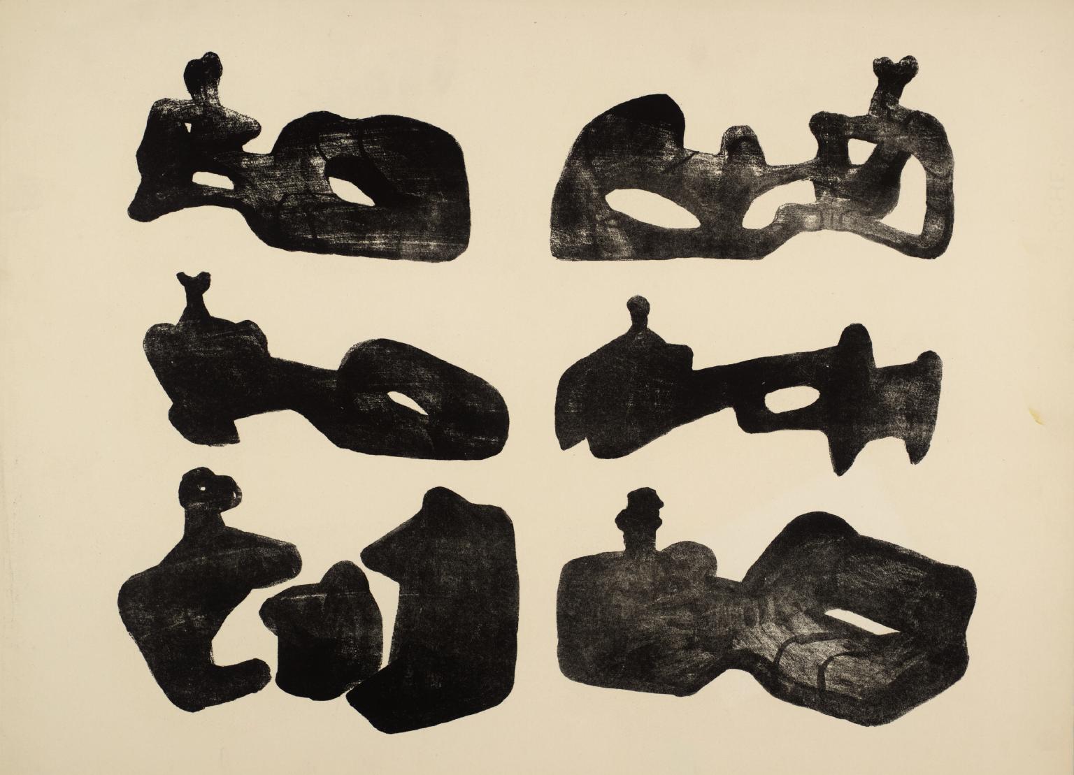 Six Reclining Figures in Black