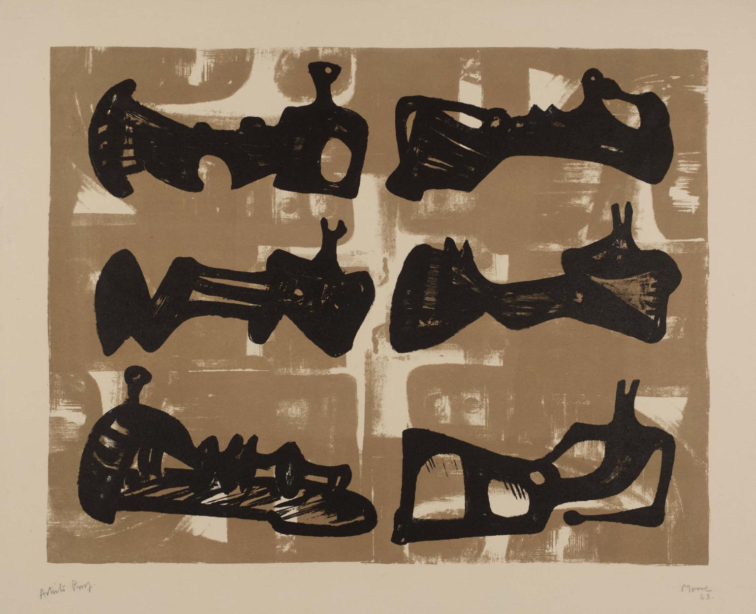 Six Reclining Figures with Buff Background