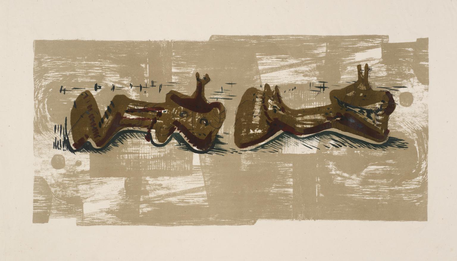 Two Reclining Figures with River Background