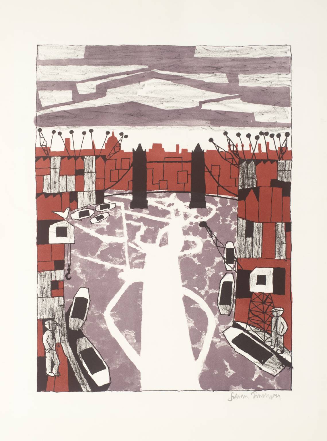 絵画 Julian Trevelyan Aigues Mortes Julian Trevelyan RA, Aigues Mortes – Original 1975 etching