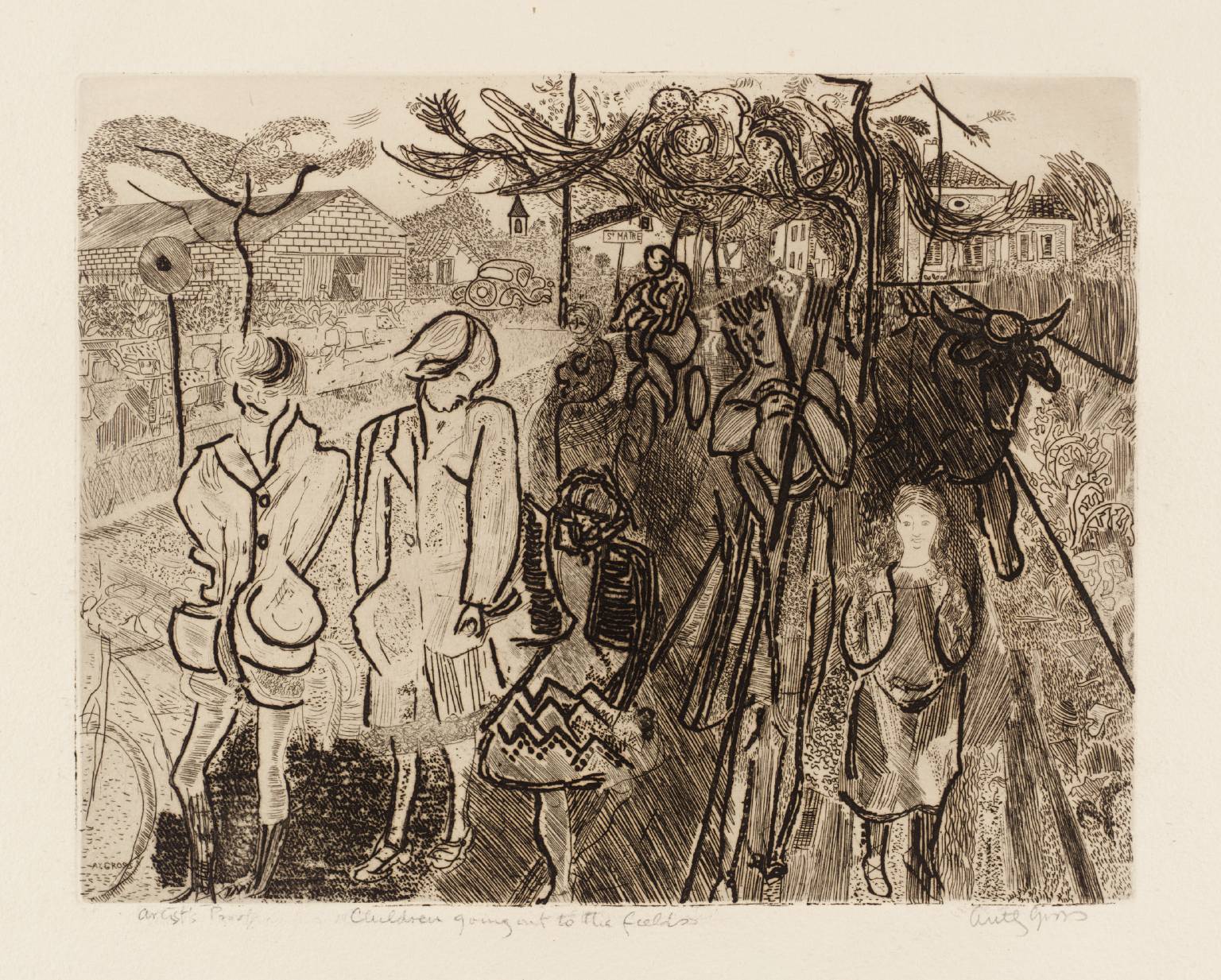 Children Going Out to the Fields (small plate)