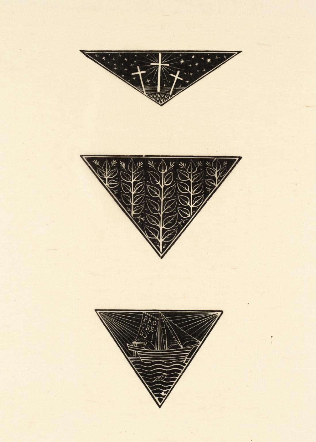 Calvary, Five Stalks of Leaves, and Ship