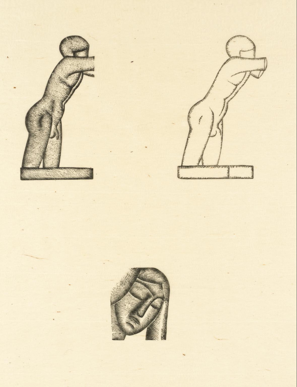 Sculpture I, Sculpture II, and Woman’s Head