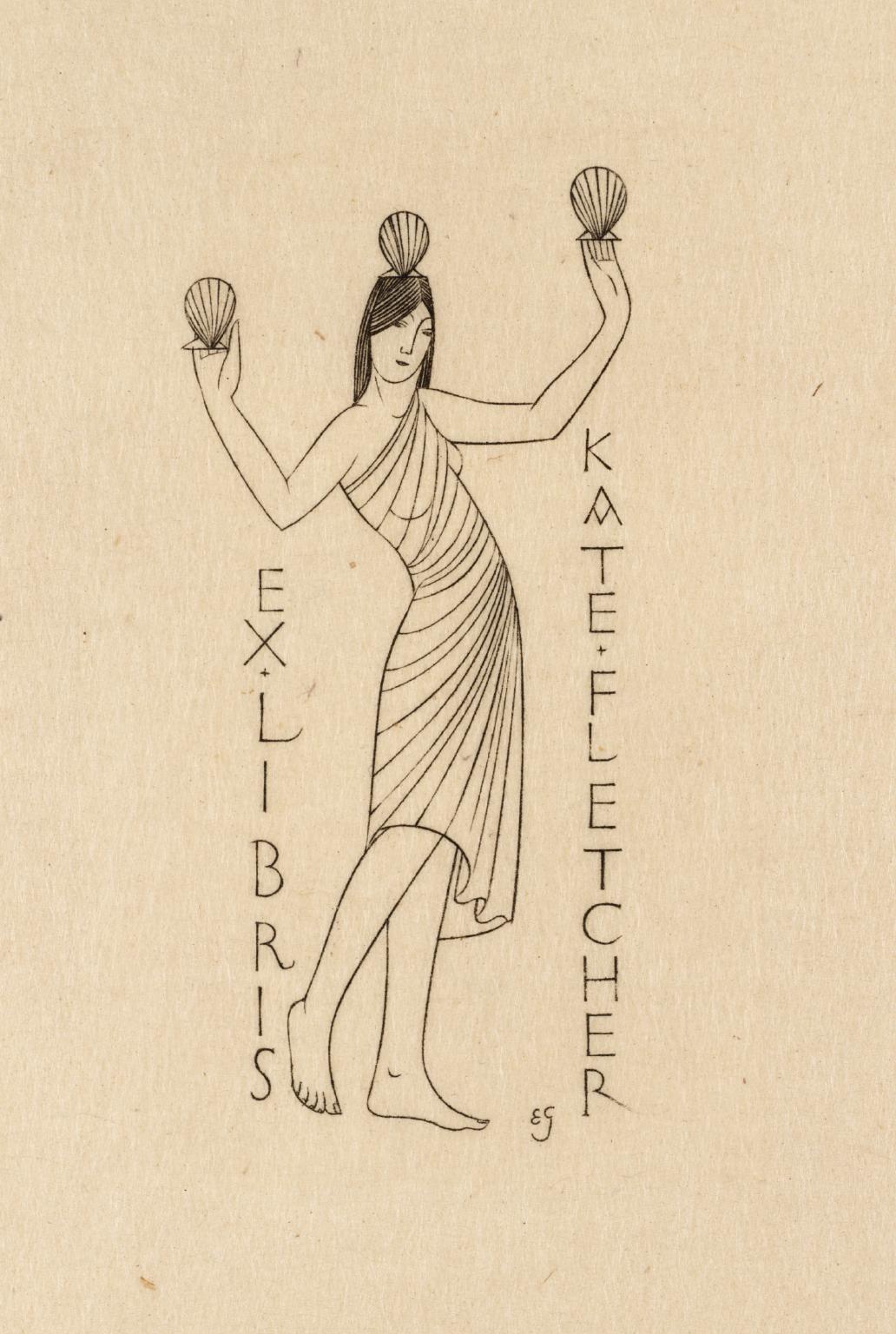 Bookplate: Girl with Three Scallops