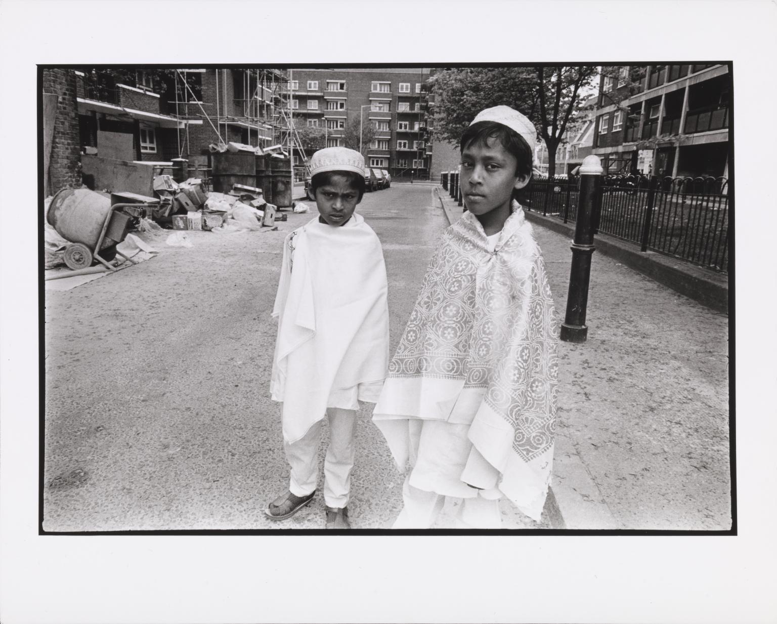 P13802: Two Boys during Eid, Spitafields, London