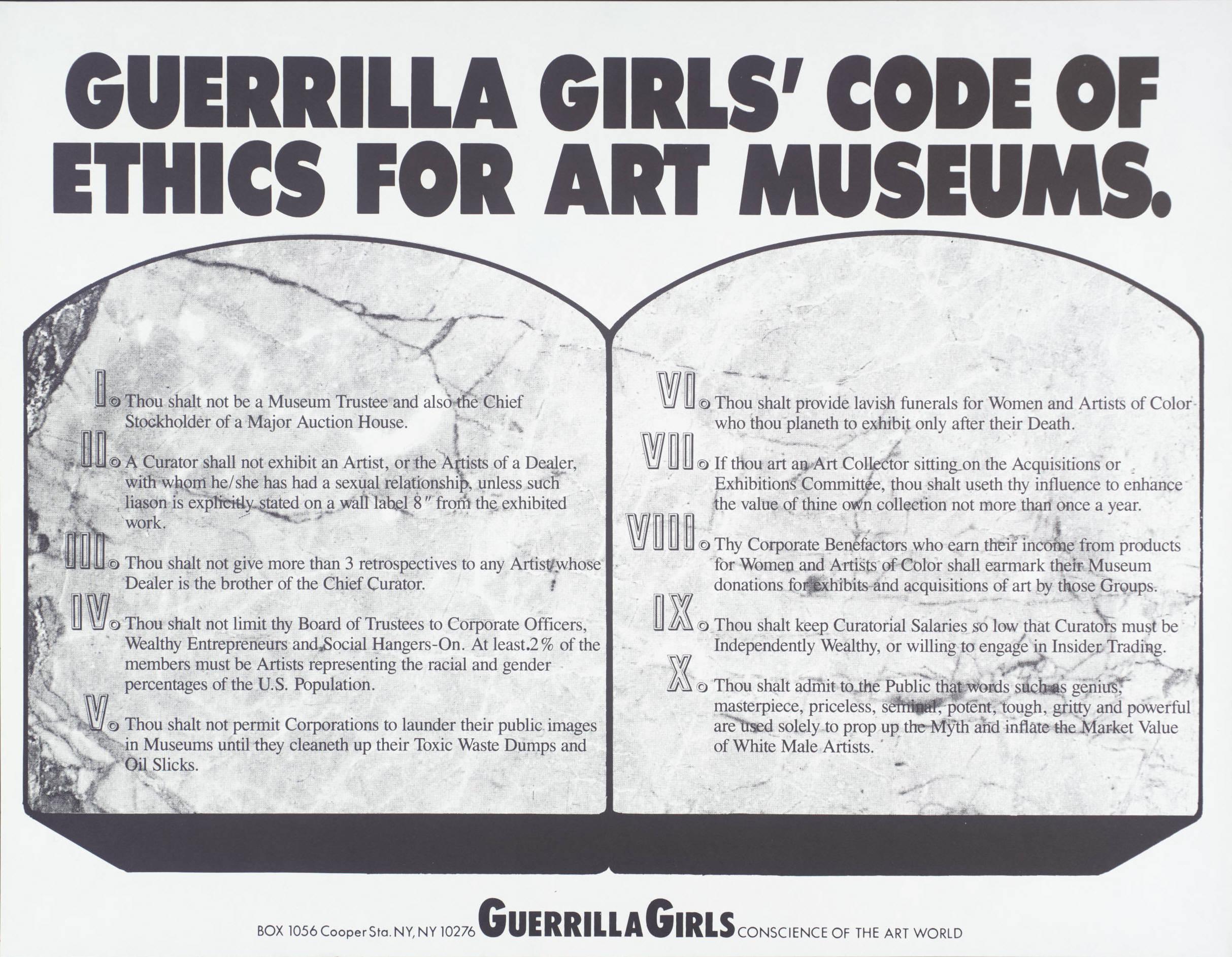 P78795: Guerrilla Girls’ Code Of Ethics For Art Museums