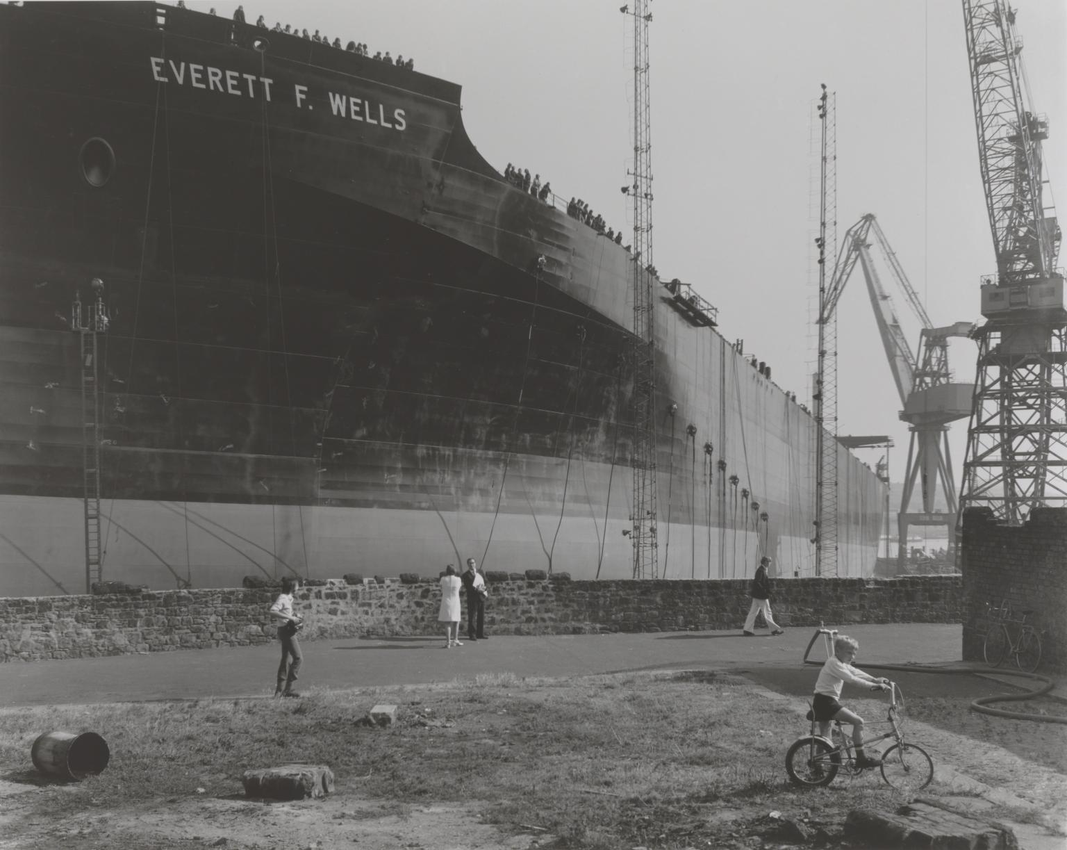 P81035: Launch of the supertanker, Everett F. Wells, Wallsend, Tyneside