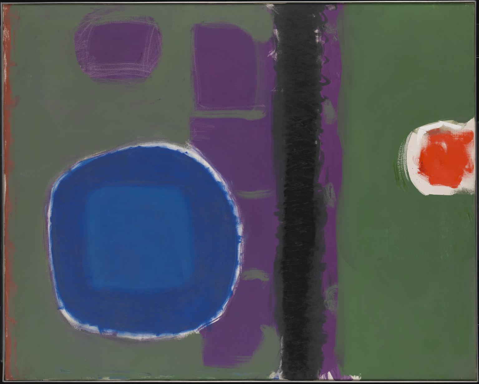 T00392: Green and Purple Painting with Blue Disc : May 1960
