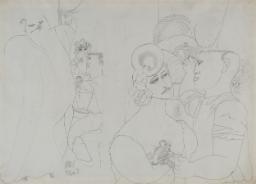 Coffee Stall. Verso: Scenes with Figures