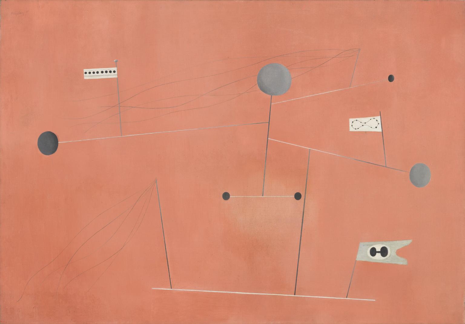 Construction. Grey Lines on Pink Ground