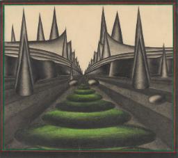 Gardens with Green Garden Sculpture