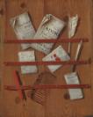 Edward Collier, ‘A Trompe l’Oeil of Newspapers, Letters and Writing Implements on a Wooden Board’ c.1699