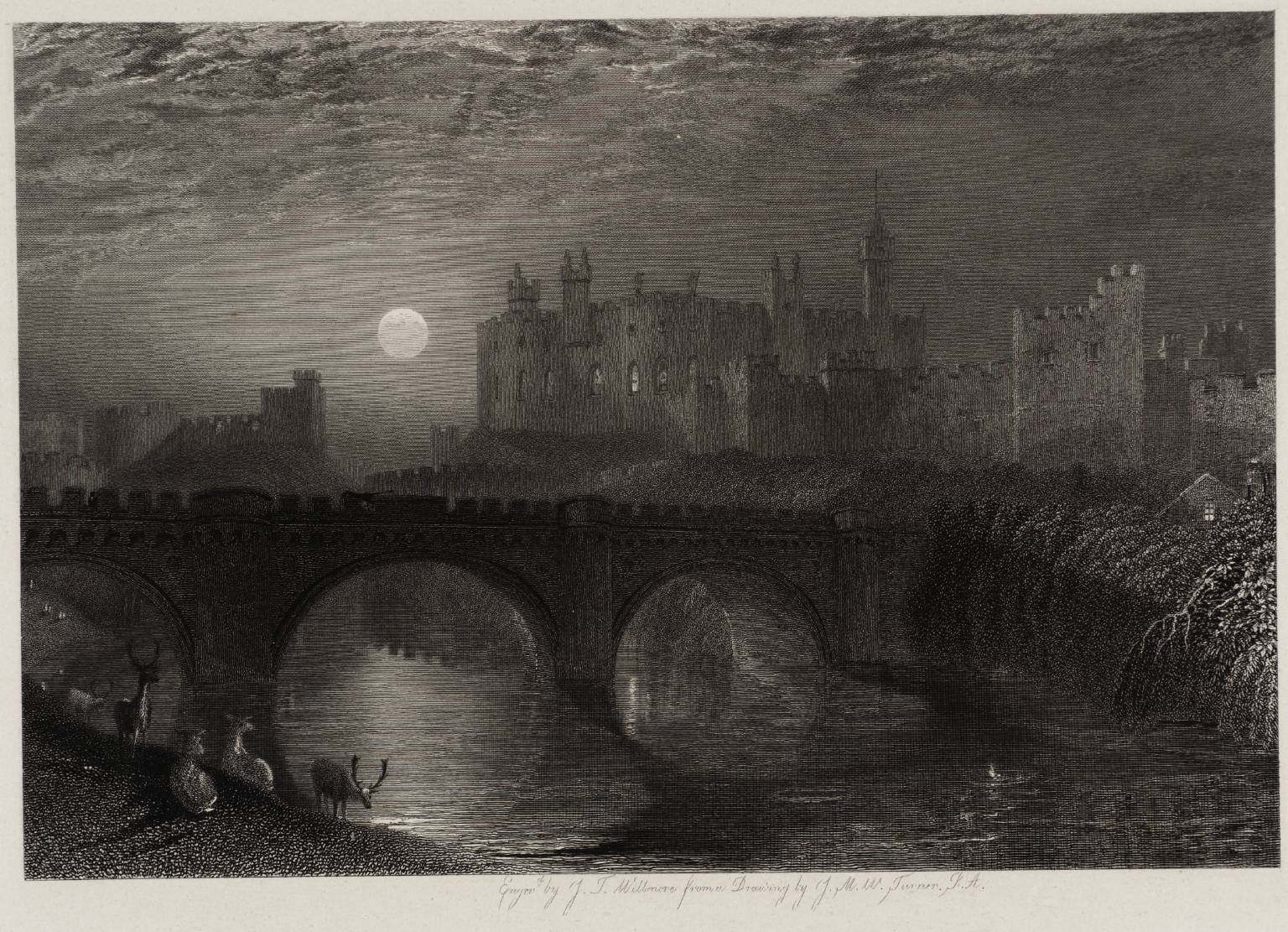 Alnwick Castle, Northumberland, engraved by J.T. Willmore