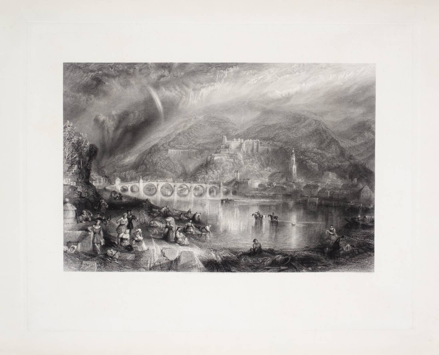 Heidelberg from the Opposite Bank of the Neckar, engraved by Thomas Abel Prior