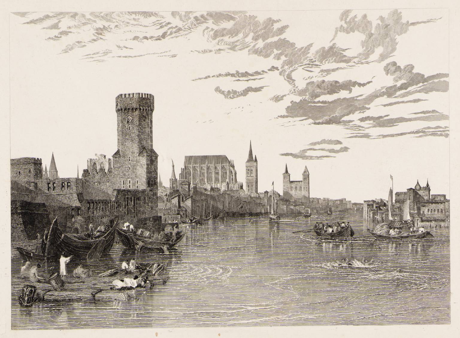 Cologne from the River, engraved by Arthur Willmore