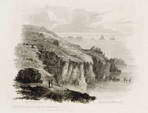 ‘Land’s End Cornwall, with Long-Ship’s Light-House’, after Samuel Owen ...