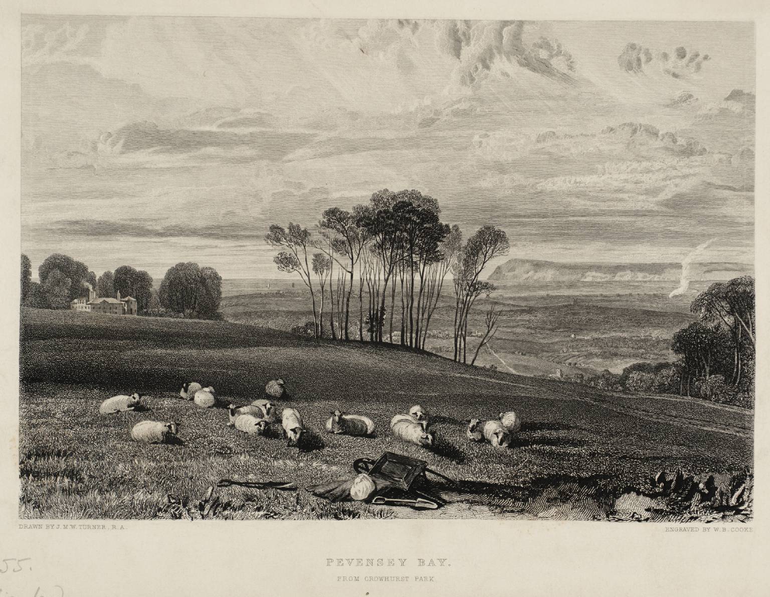 Pevensey Bay, from Crowhurst Park, engraved by W.B. Cooke
