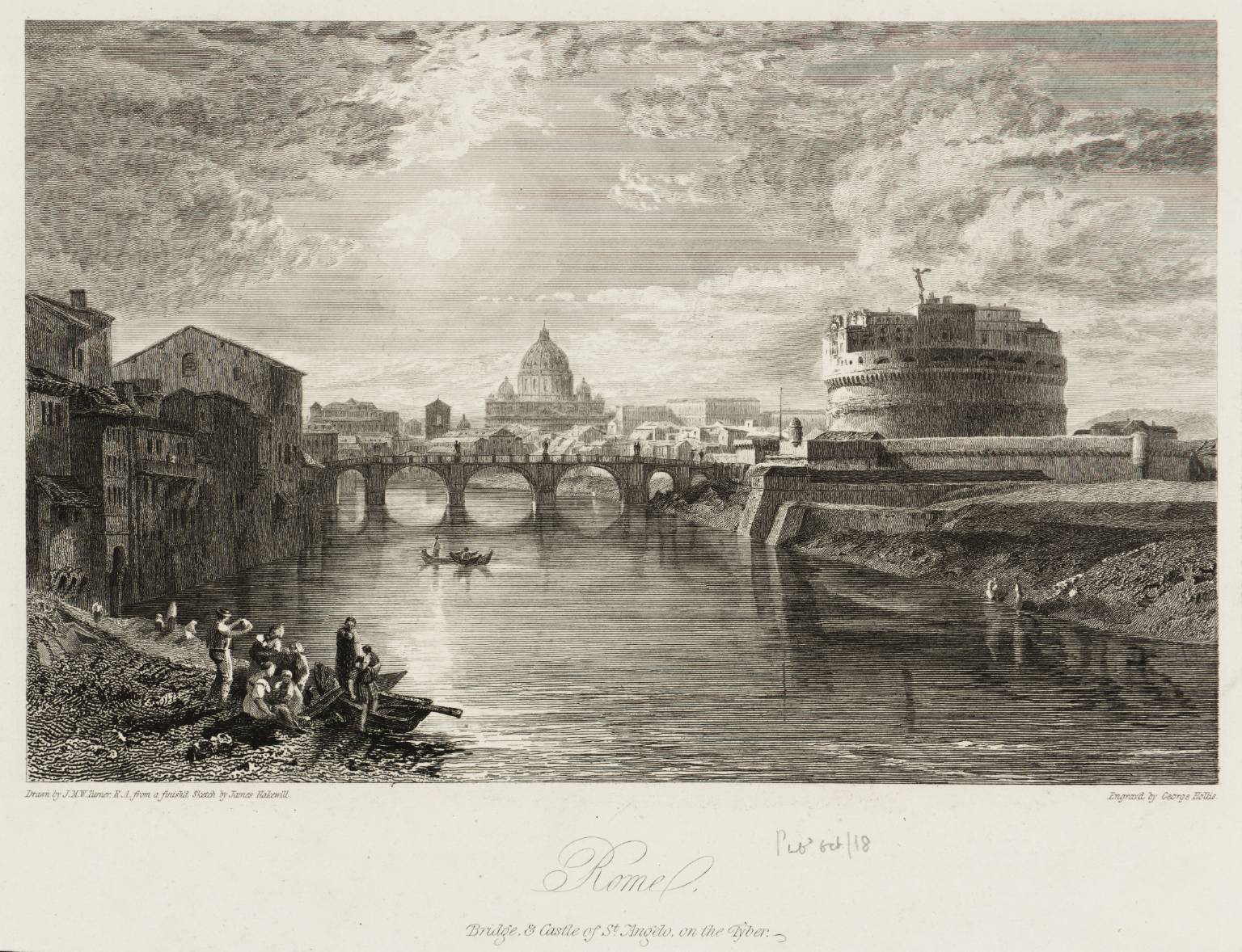 Rome, Bridge and Castle of St Angelo, on the Tyber, engraved by G. Hollis