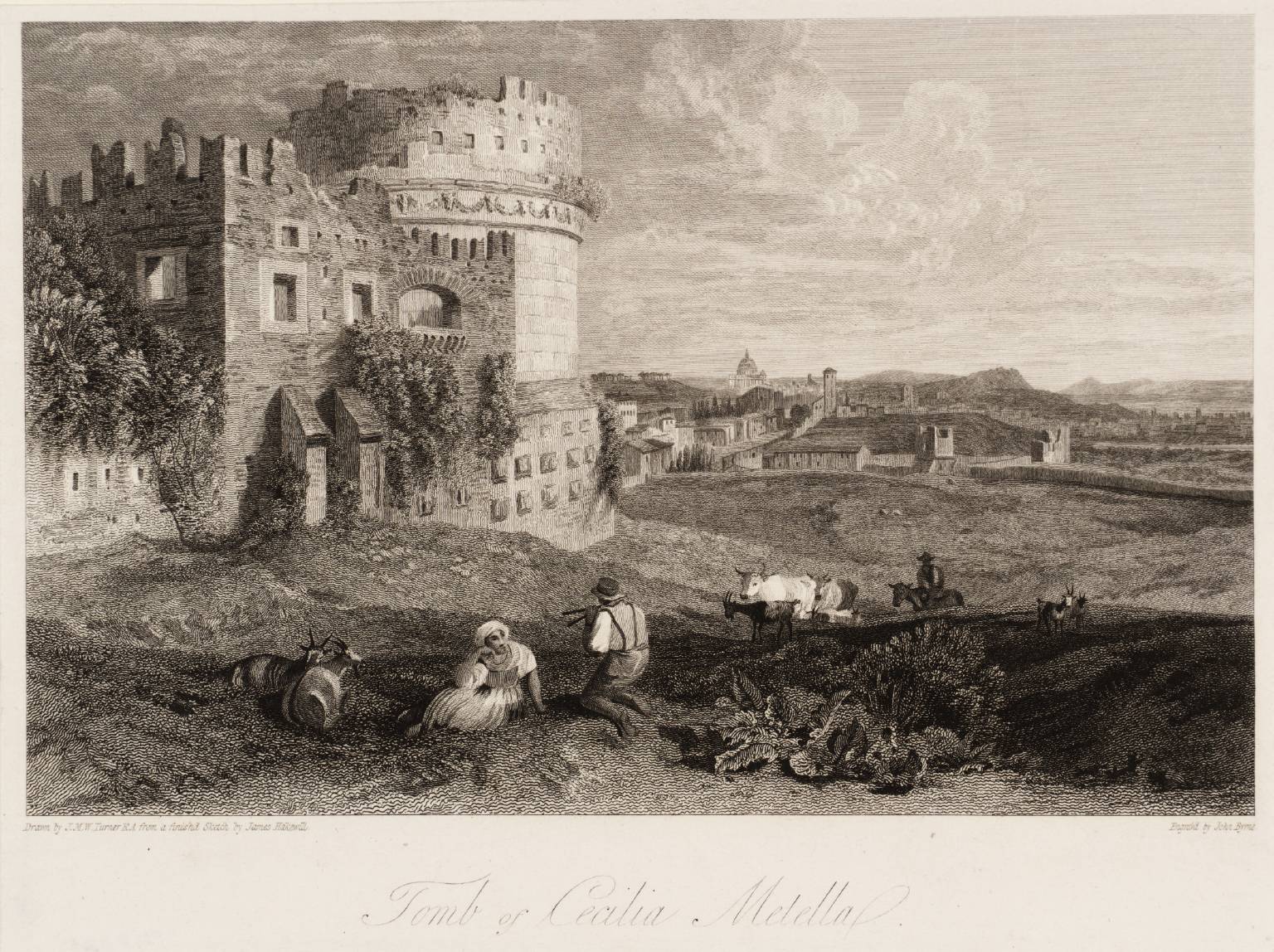 Tomb of Cecilia Metella, engraved by John Byrne
