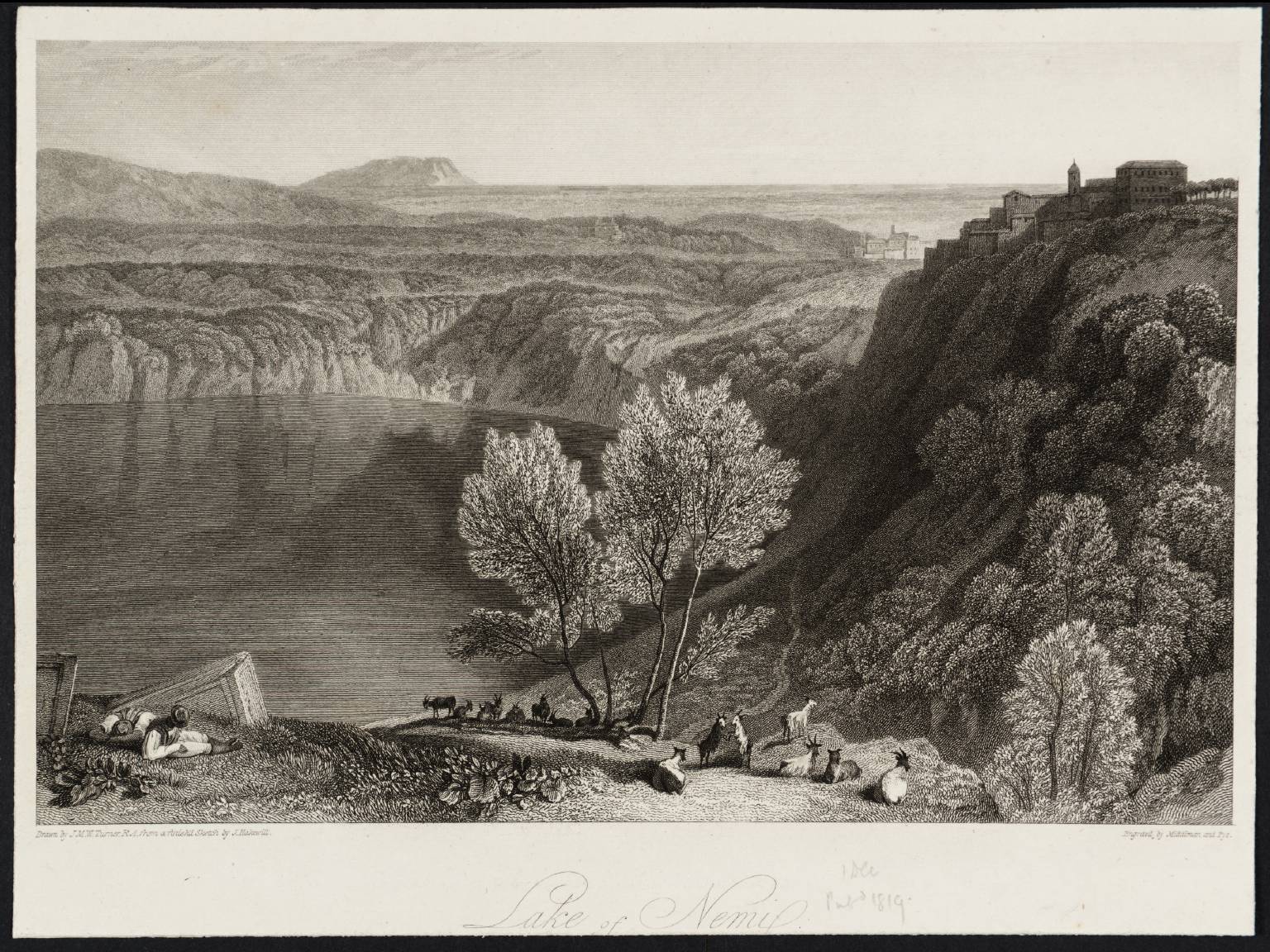 Lake of Nemi, engraved by Middiman and Pye