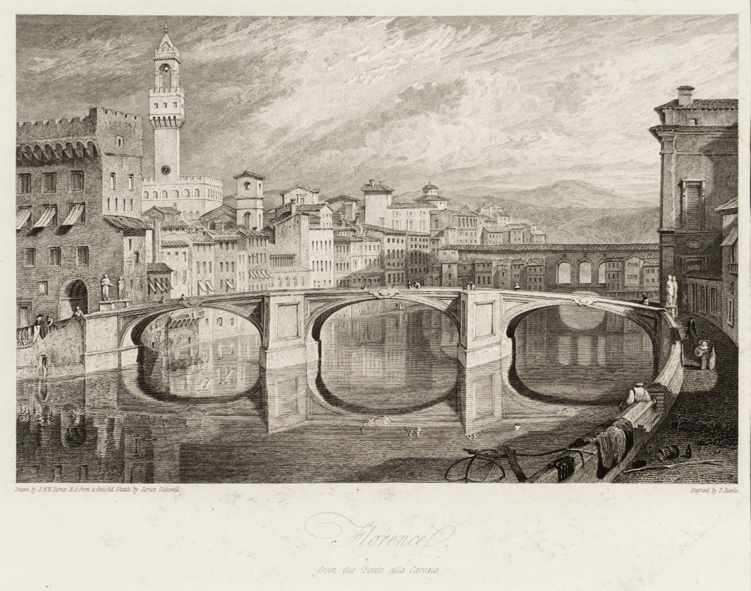Florence, from the Ponte alla Carraia, engraved by S. Rawle