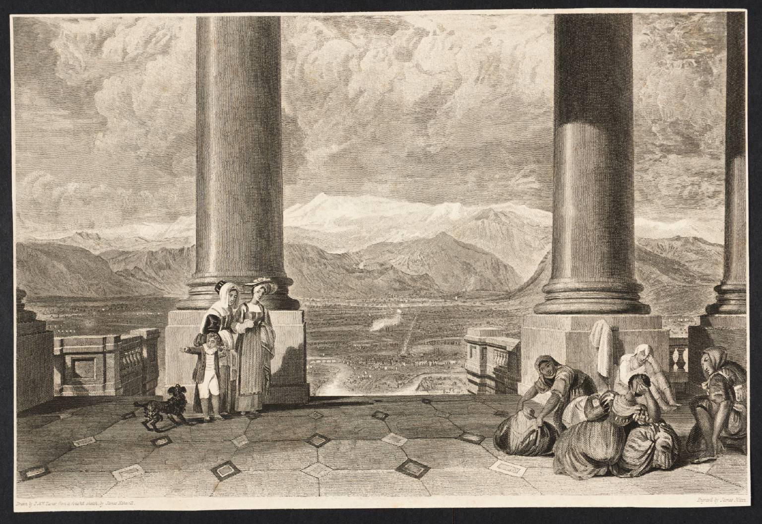 Turin from the Portico of the Superga Church, engraved by J. Mitan