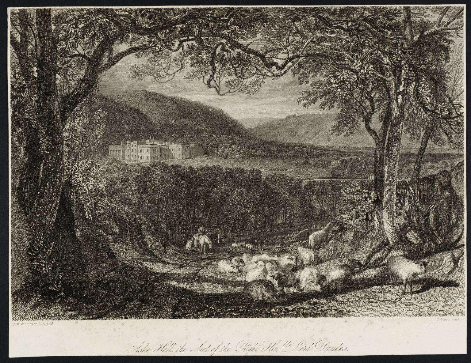 Aske Hall, engraved by J. Scott