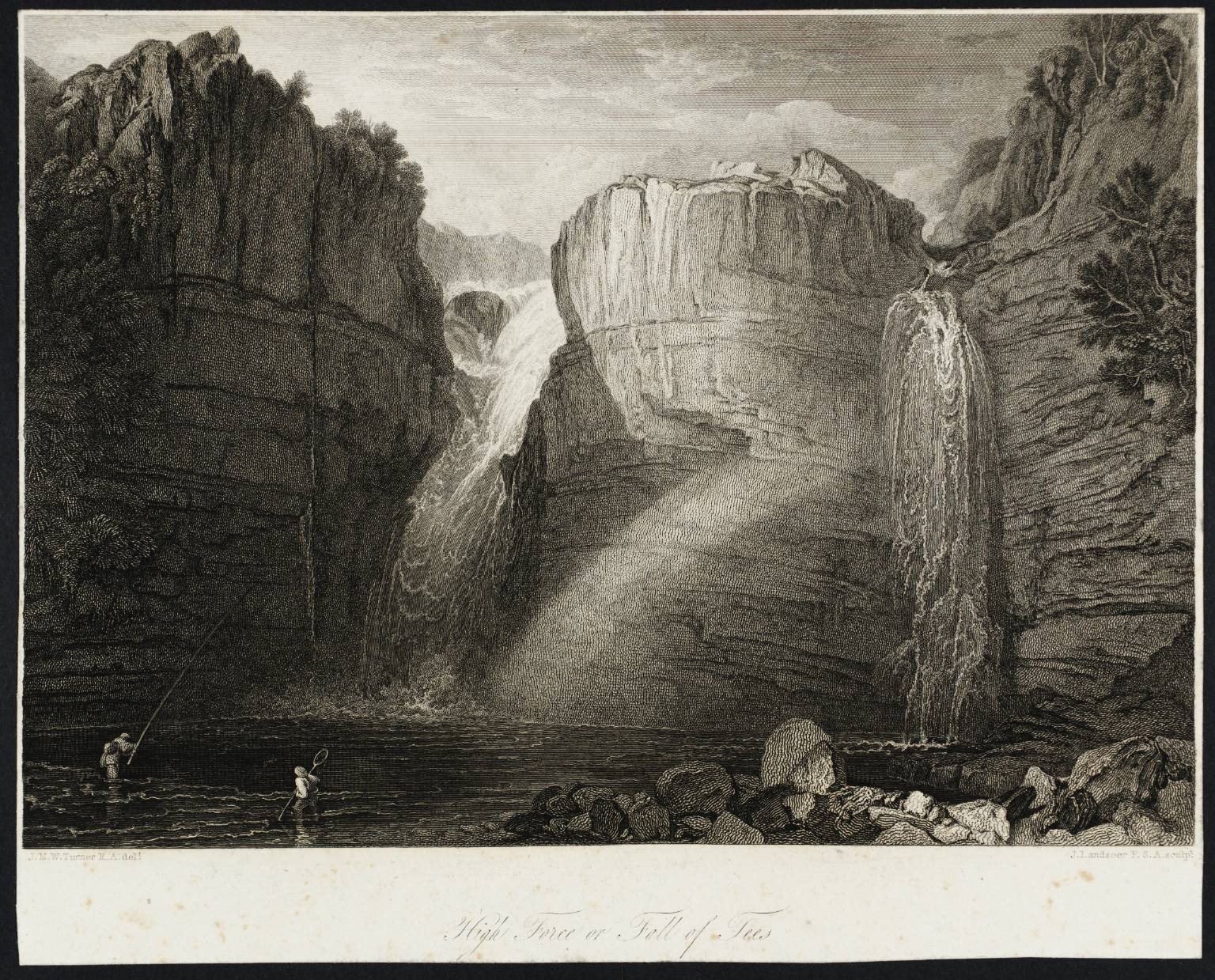 High Force, or Fall of the Tees, engraved by J. Landseer