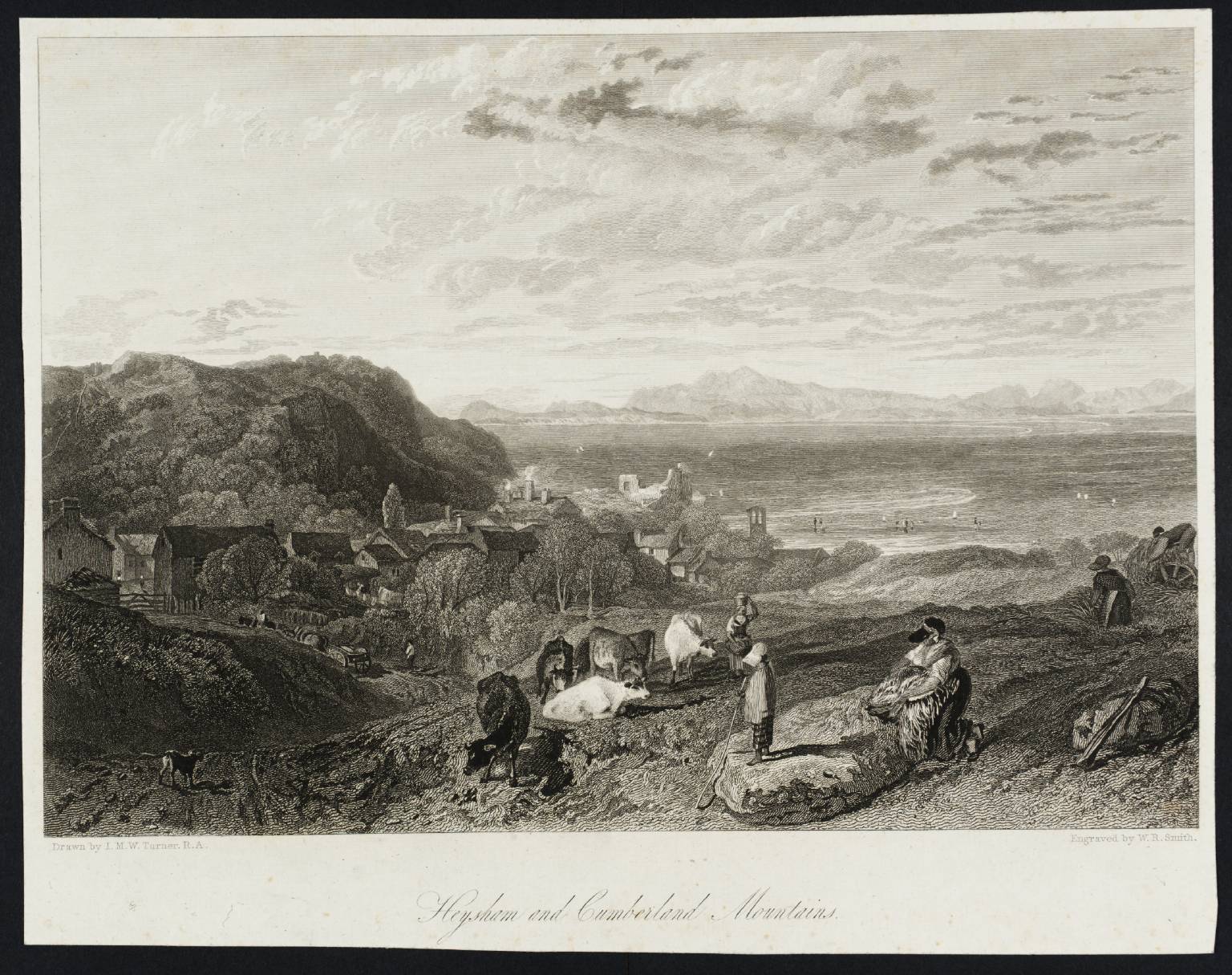 Heysham and Cumberland Mountains, engraved by W.R. Smith