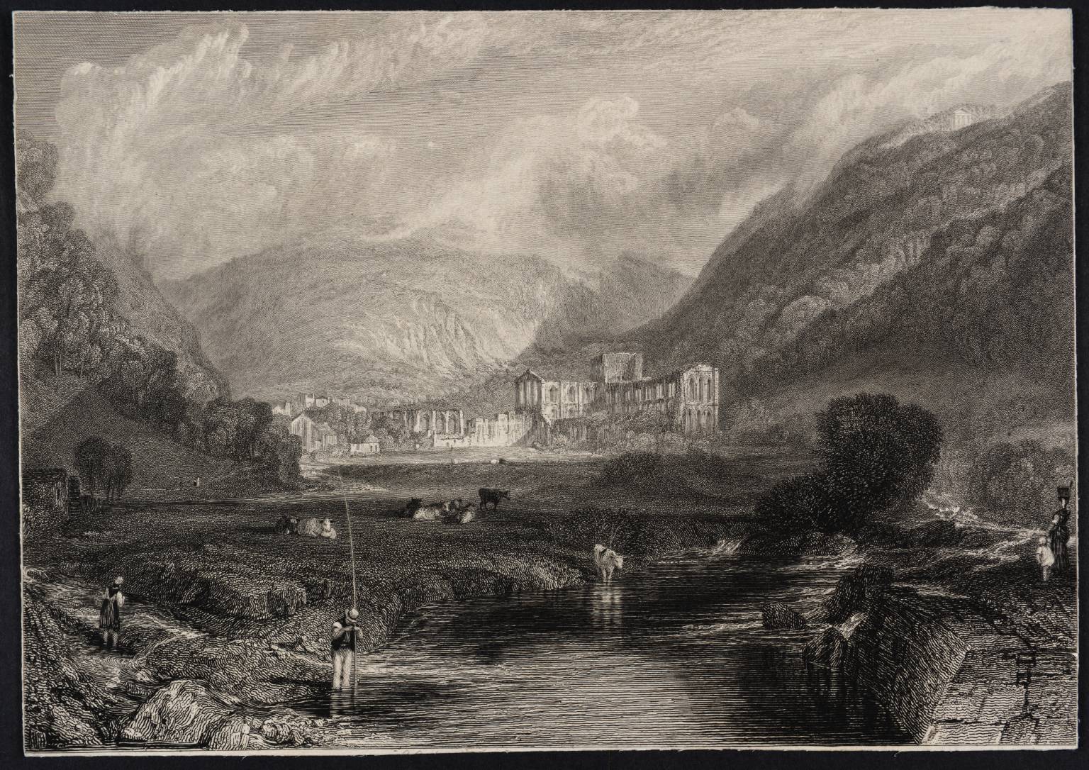 Rivaulx Abbey, Yorkshire, engraved by E. Goodall
