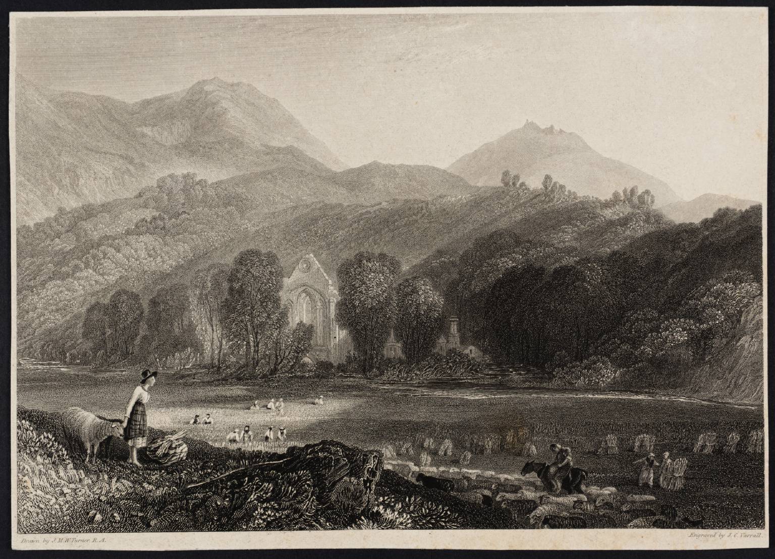 Valle Crucis Abbey, Denbighshire, engraved by J.C. Varrall