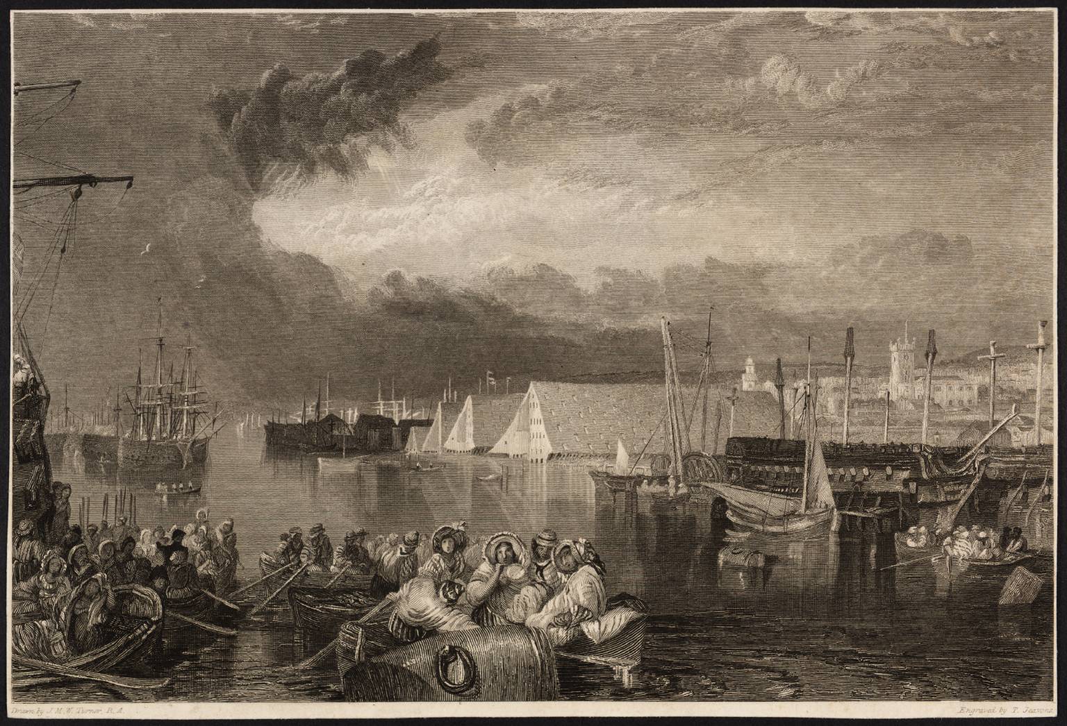 Devonport and Dockyard, Devonshire, engraved by T. Jeavons