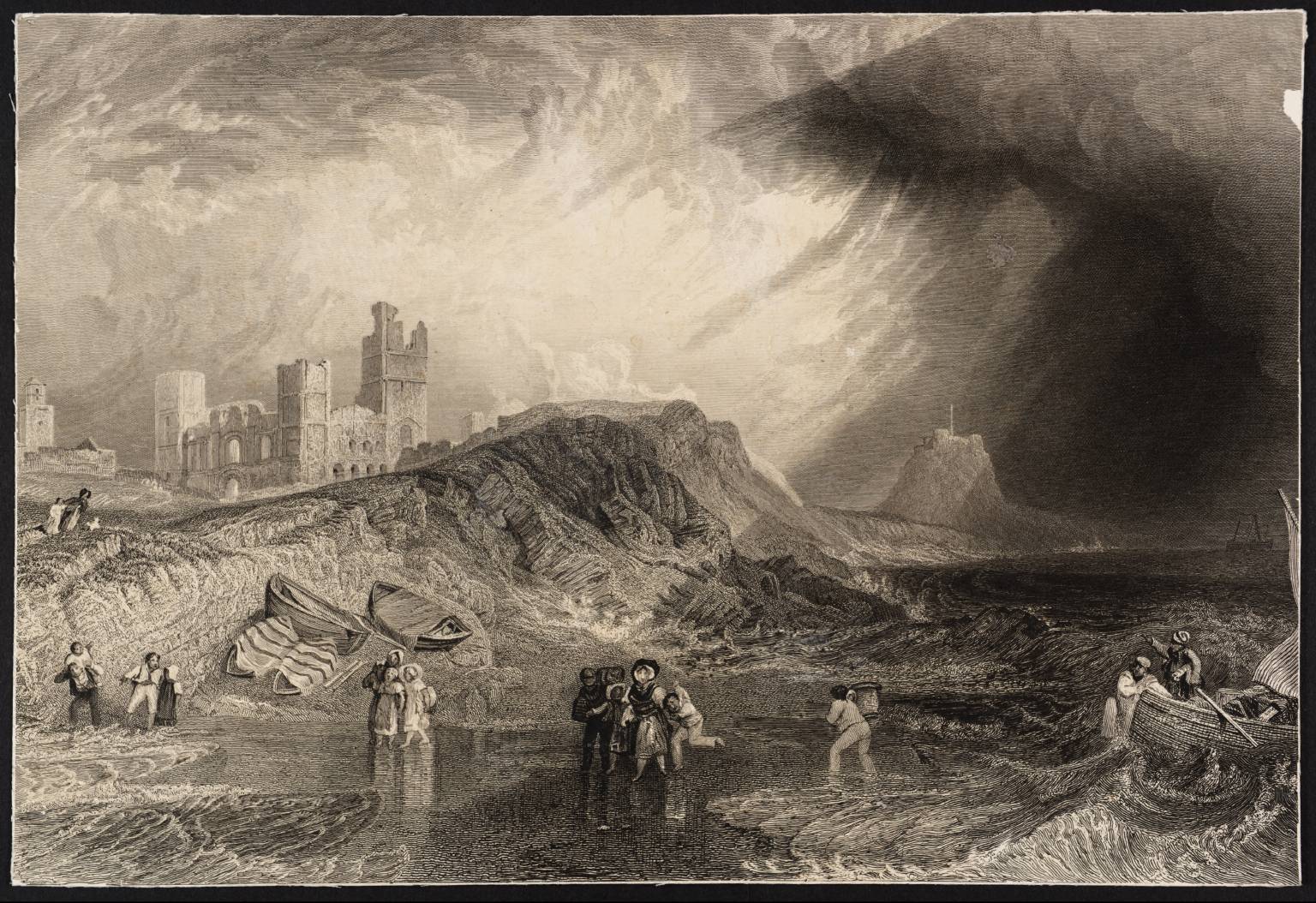Holy Island, Northumberland, engraved by Tombleson
