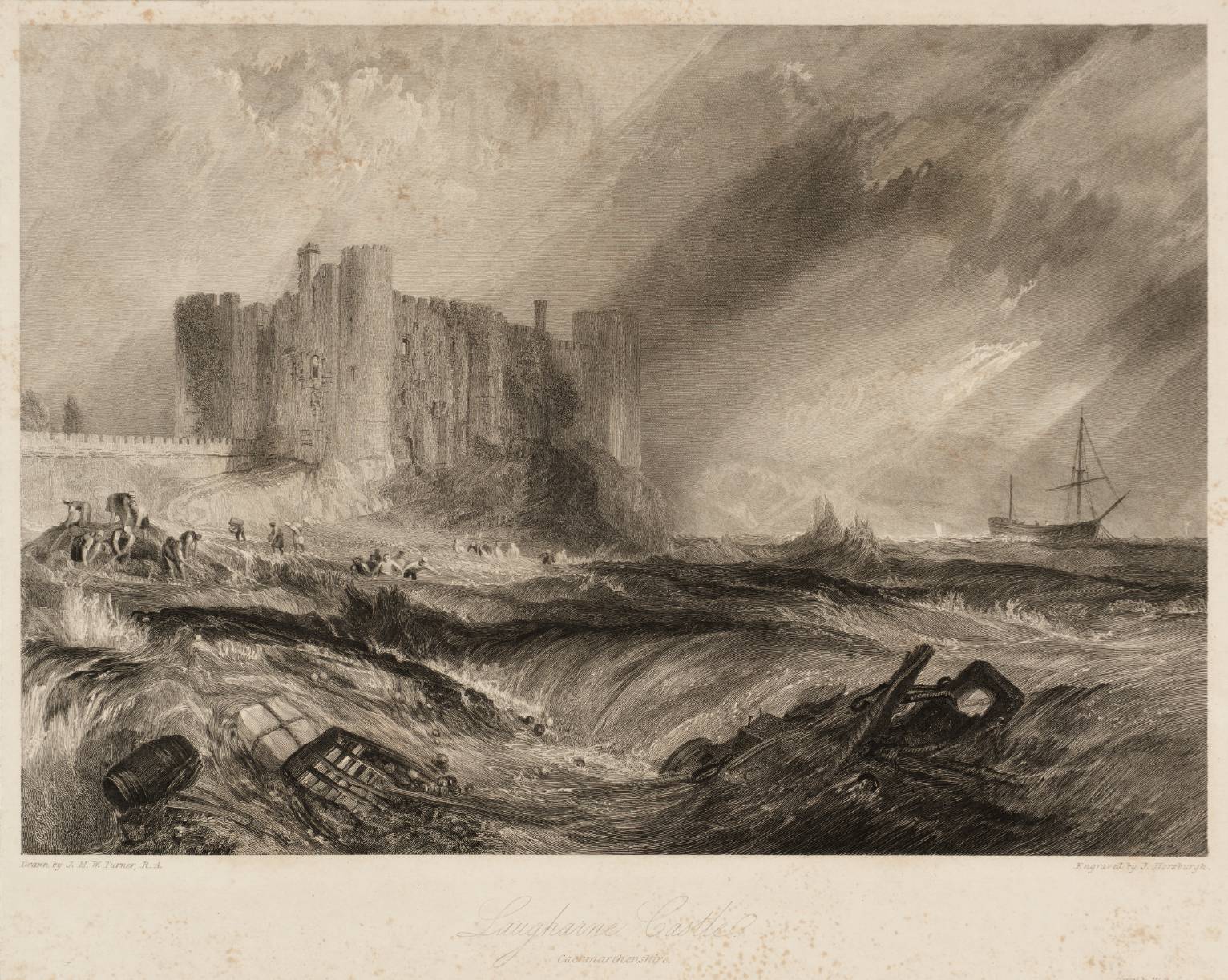 Laugharne Castle, Caermarthenshire, engraved by J. Horsburgh