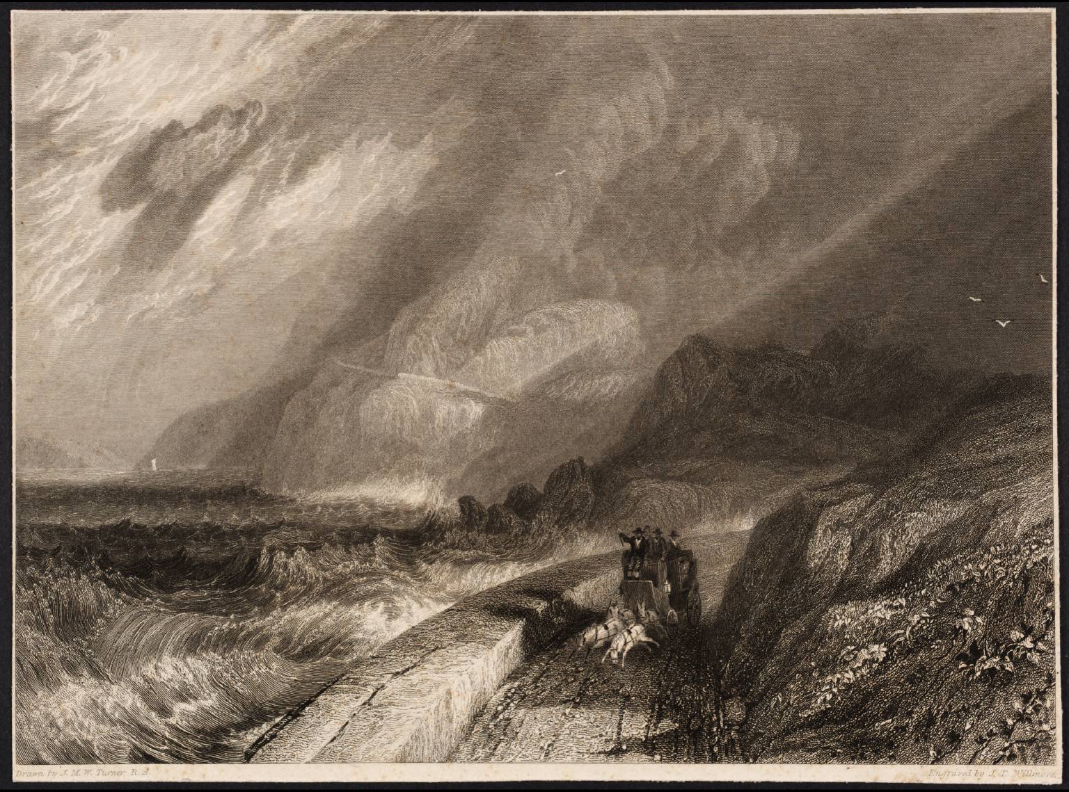 Penmaen-Mawr, Caernarvonshire, engraved by Willmore