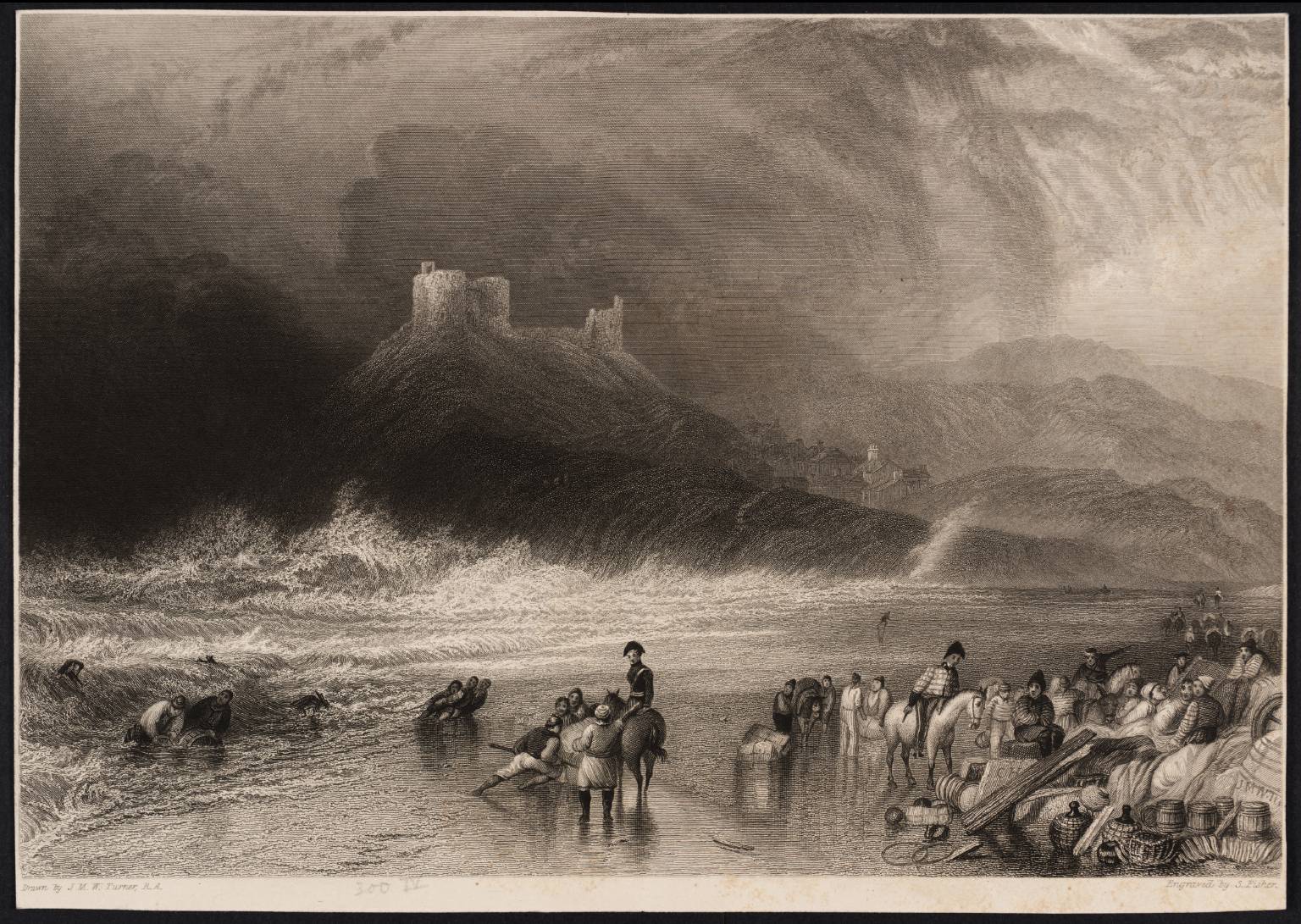 Crickieth Castle, North Wales, engraved by S. Fisher