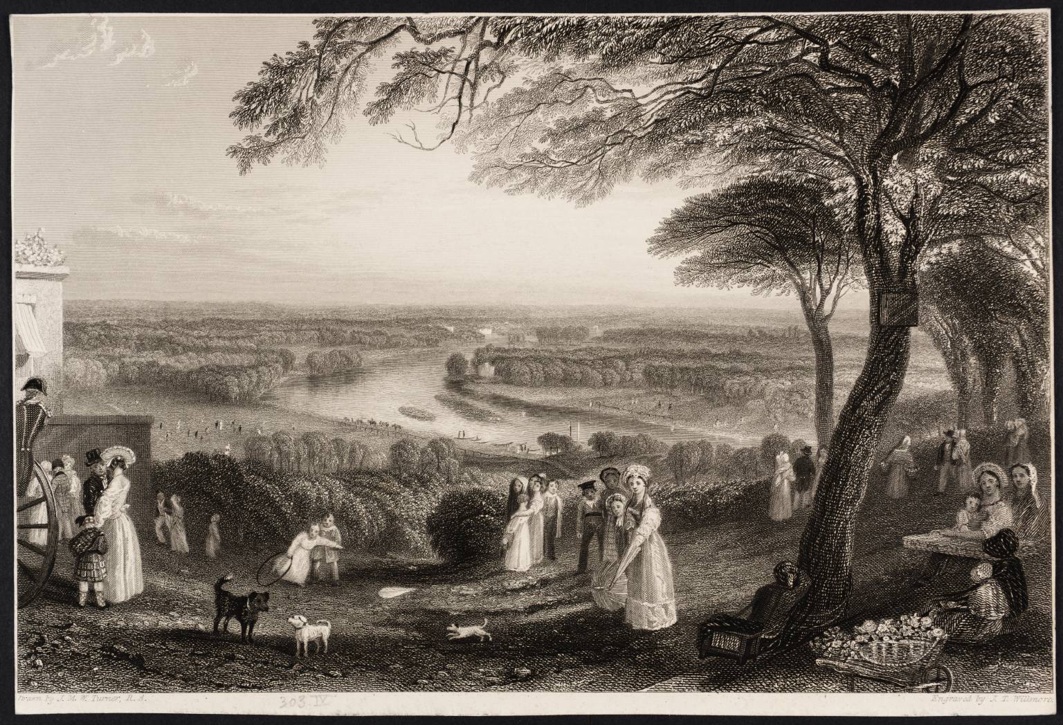Richmond Terrace, Surrey, engraved by Willmore
