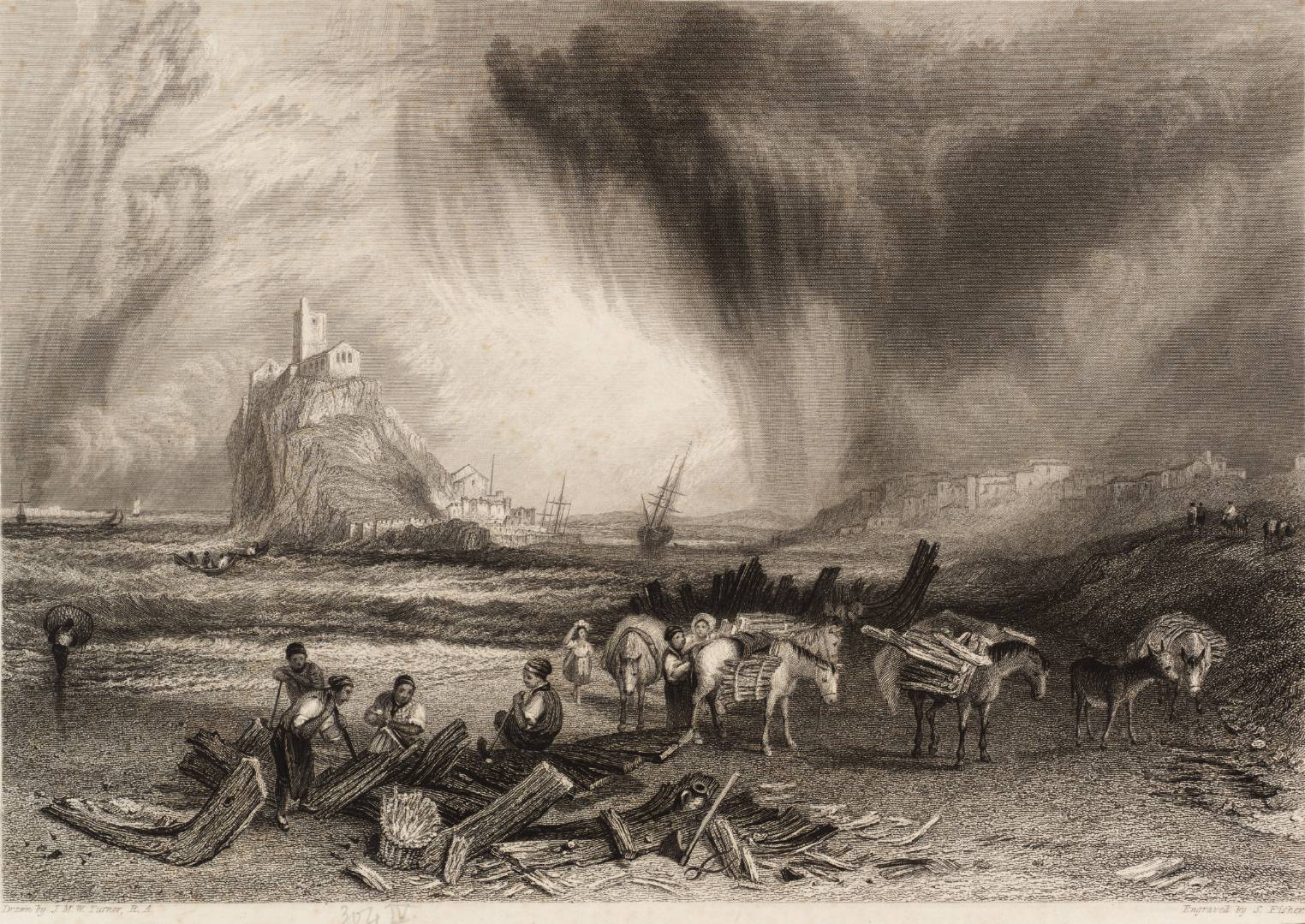 Mount St Michael, Cornwall, engraved by S. Fisher