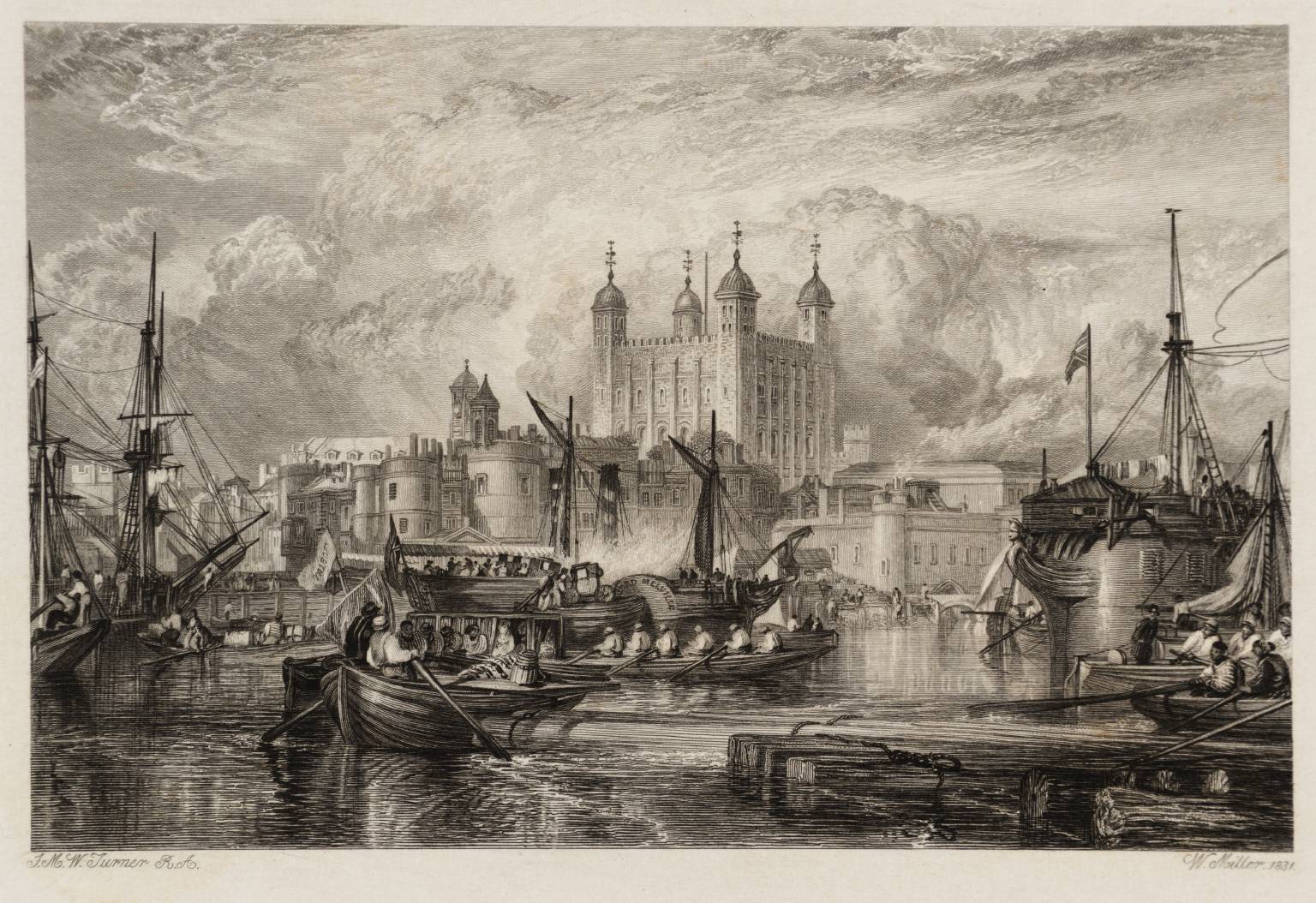 The Tower of London, engraved by W. Miller