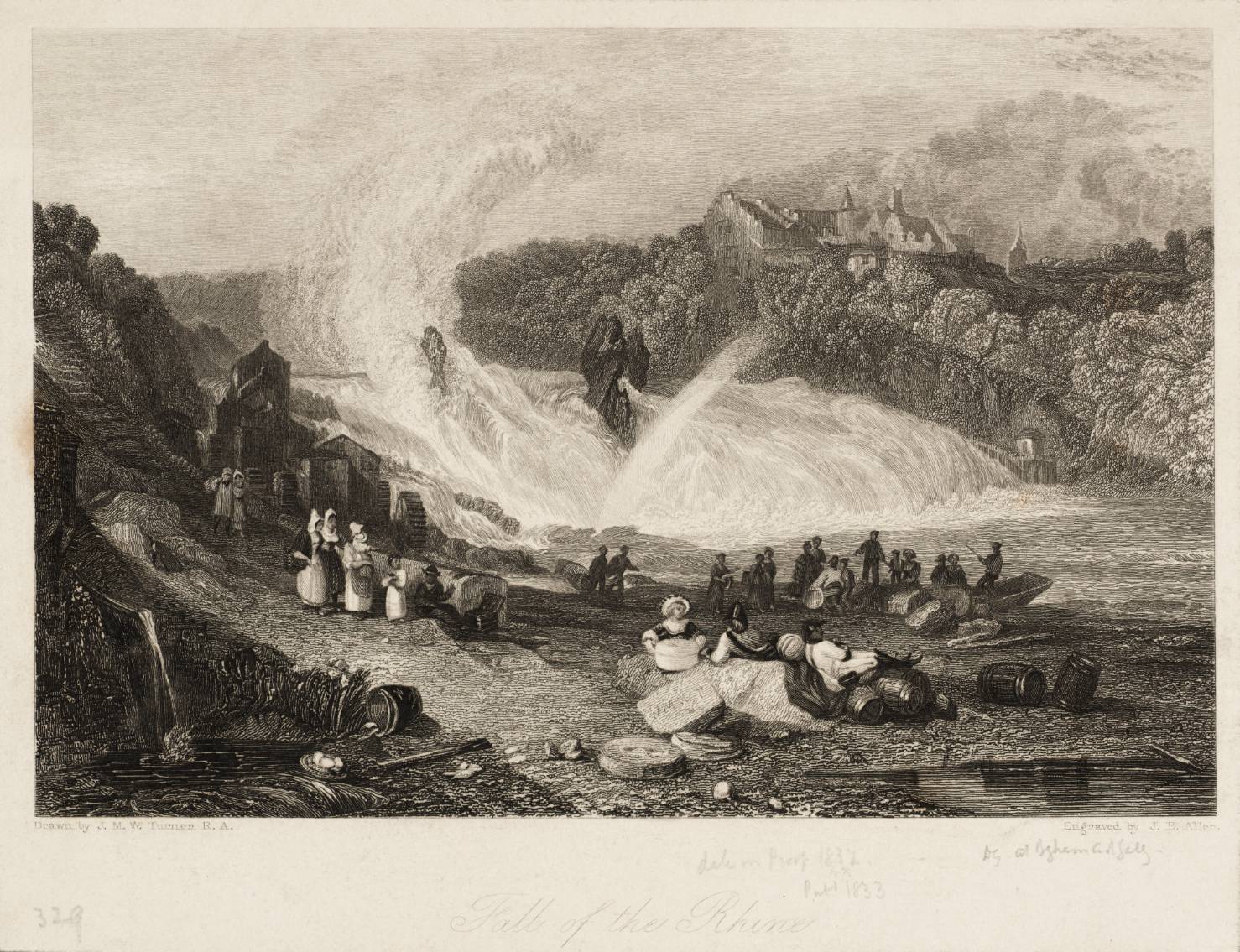Falls of the Rhine, engraved by J.B. Allen