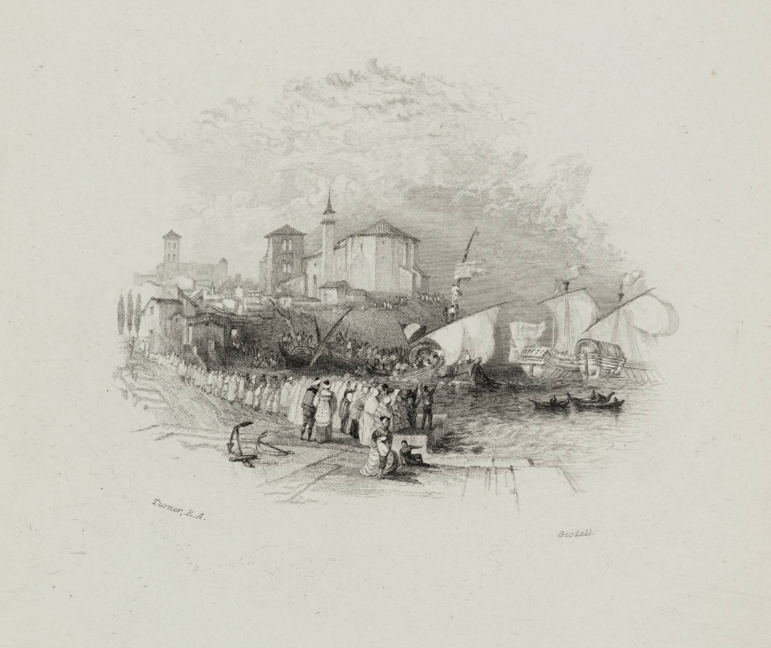 Columbus setting Sail, engraved by E. Goodall