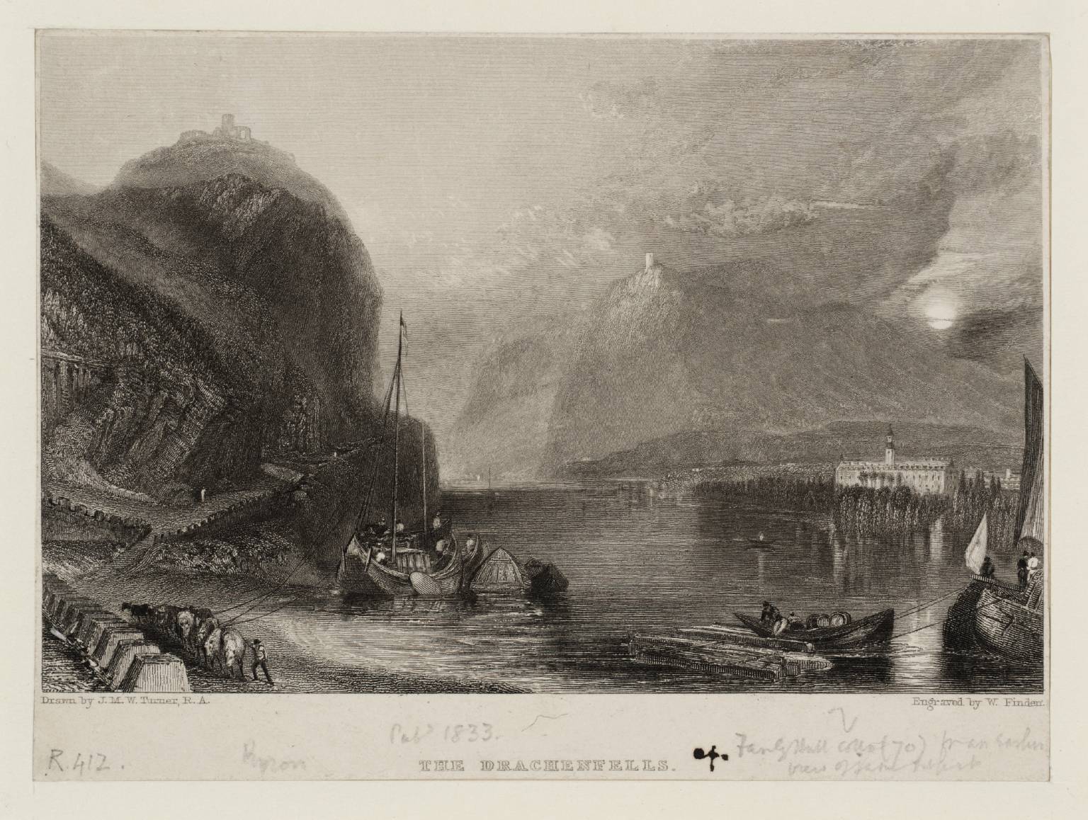 The Drachenfels, engraved by William Finden